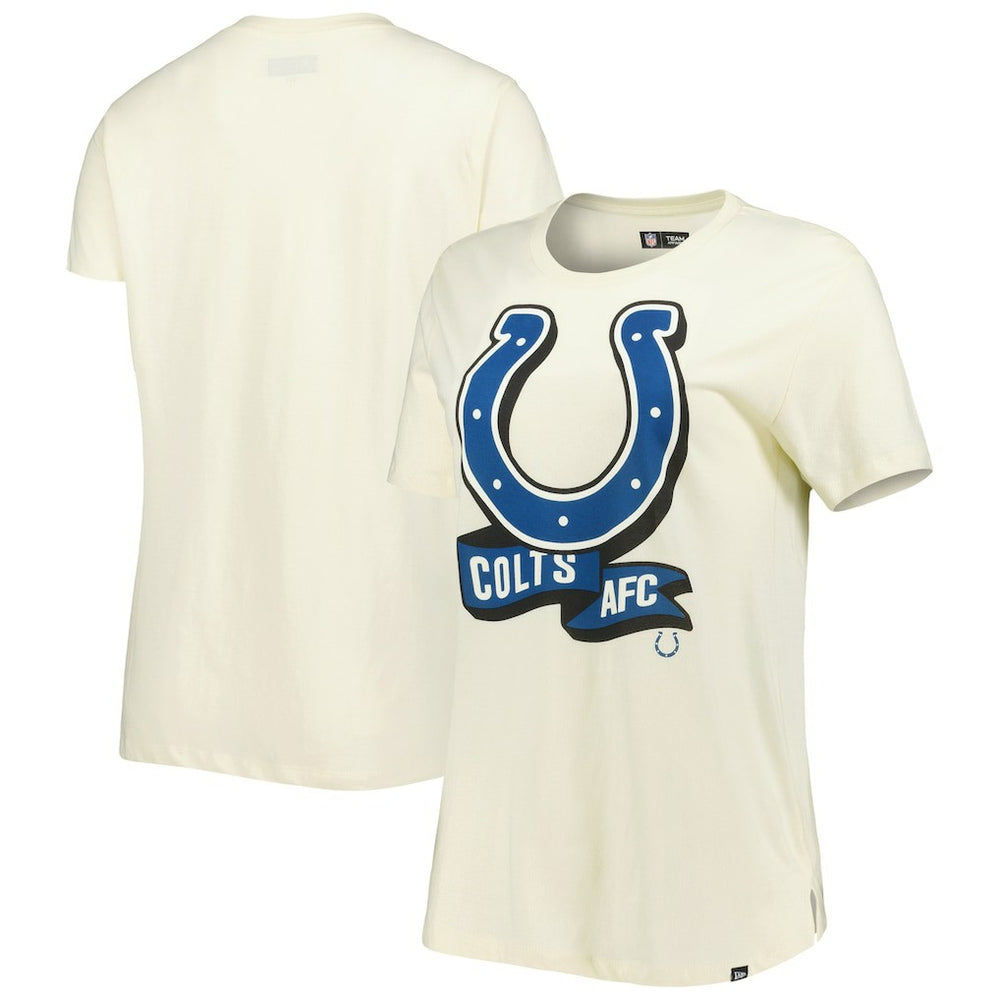 Indianapolis Colts New Era Women's Chrome Sideline T-Shirt - Cream T-shirts