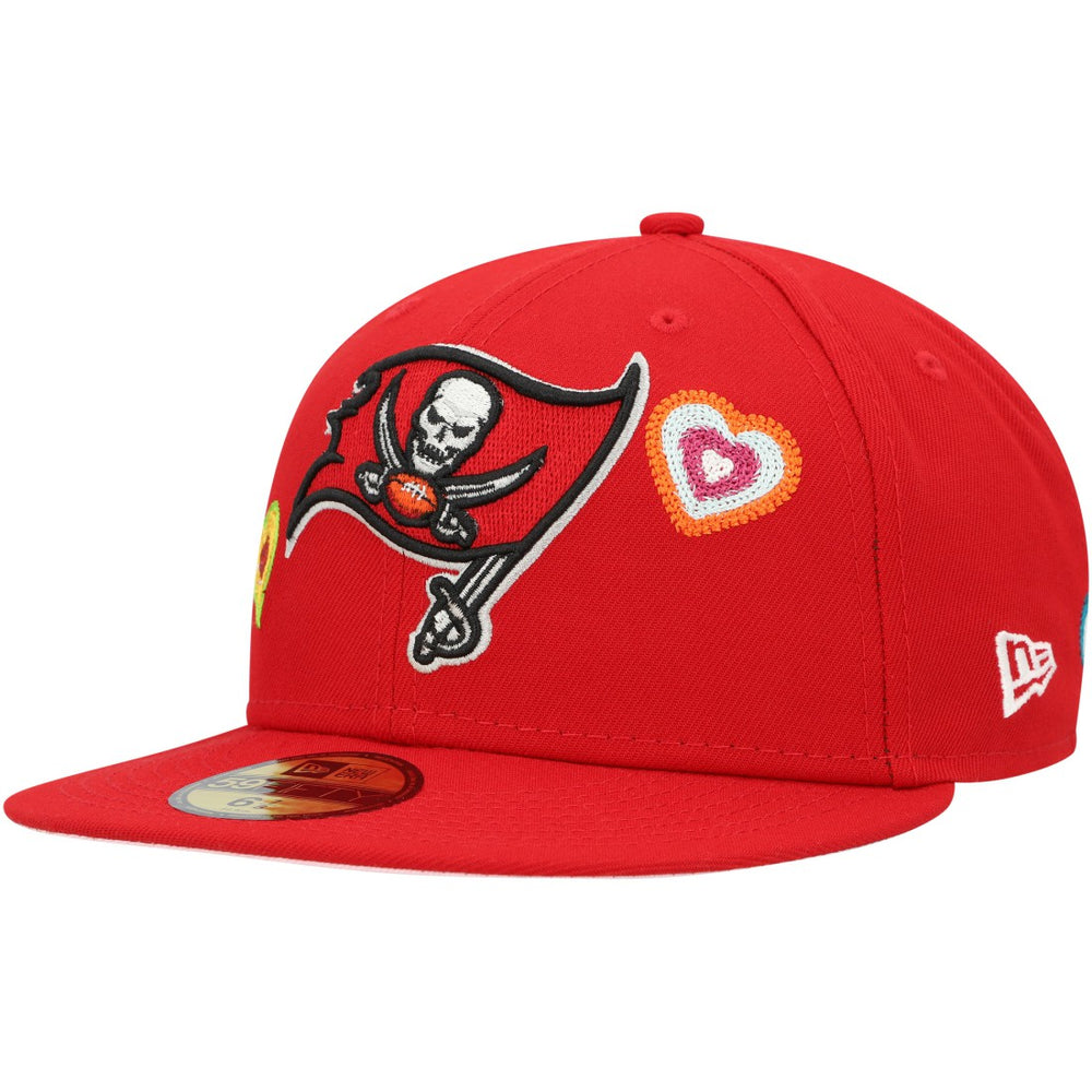 Tampa Bay Buccaneers New Era Chain Stitch Heart 59FIFTY Fitted Hat - Scarlet Hats