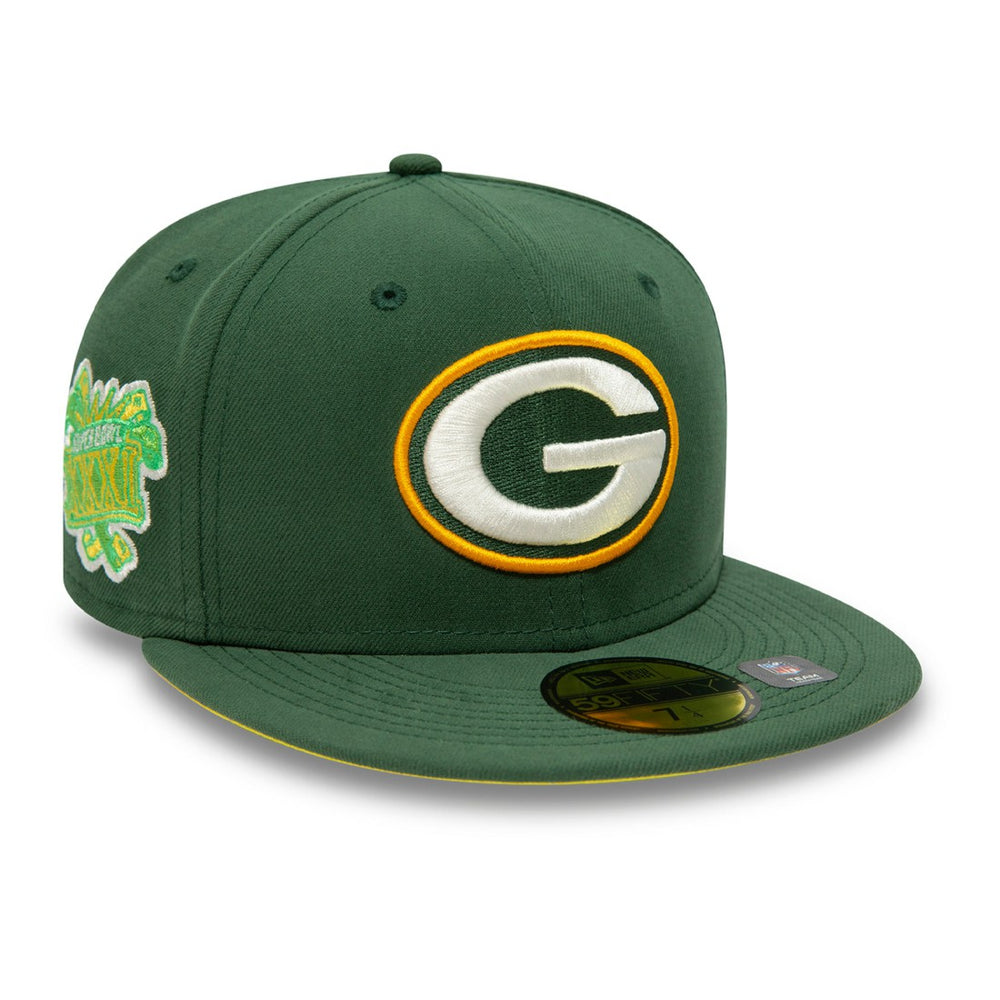 Green Bay Packers New Era Super Bowl XXXI Citrus Pop 59FIFTY Fitted Hat - Green Hats