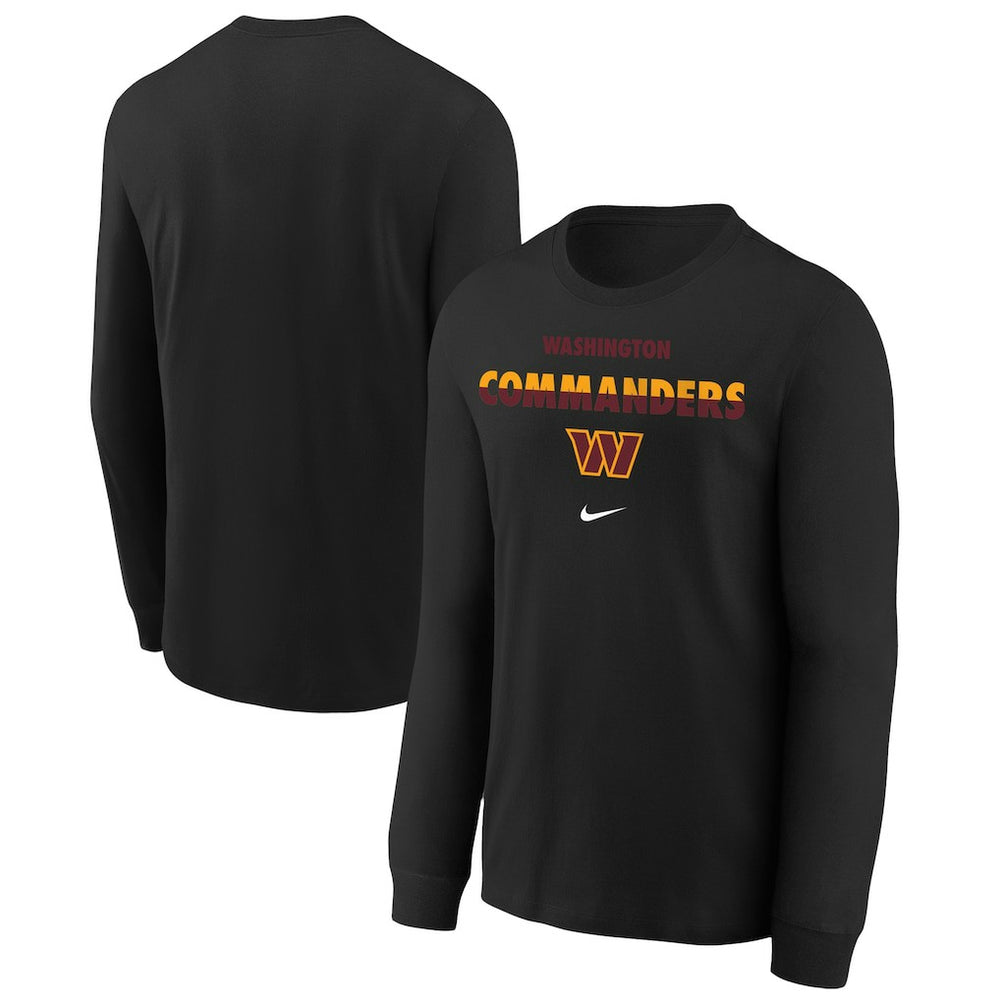Washington Commanders Youth Team Color Split Long Sleeve T-Shirt - Black T-shirts