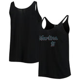 Miami Marlins Soft as a Grape Women's Slouchy Tank Top - Black Tanks