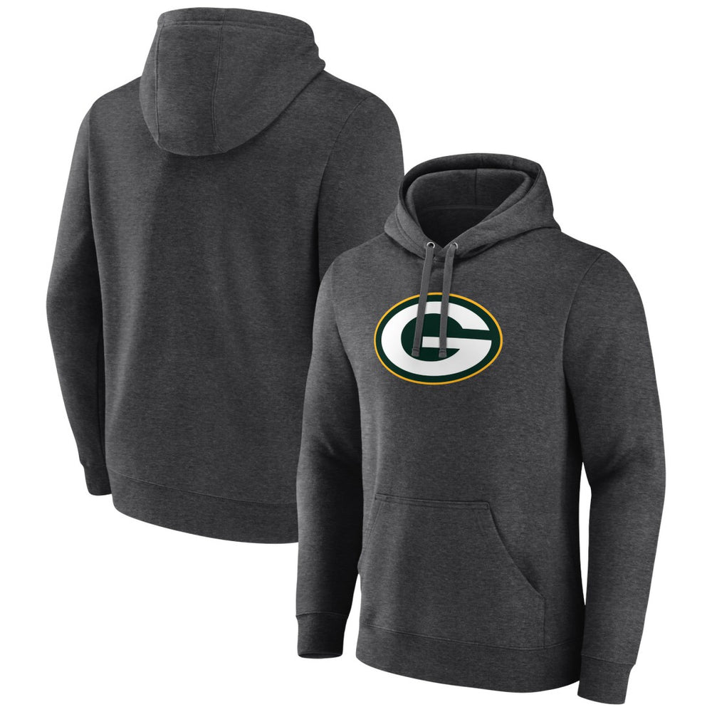 Green Bay Packers Primary Logo Fitted Pullover Hoodie - Charcoal Hoodies