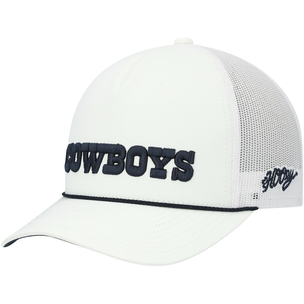 Dallas Cowboys HOOey Wordmark Rope Trucker Snapback Hat - White Hats