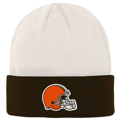 Cleveland Browns Youth Bone Cuffed Knit Hat - Cream/Brown Hats