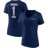 Seattle Seahawks Women's Team Mother's Day V-Neck T-Shirt - College Navy T-shirts