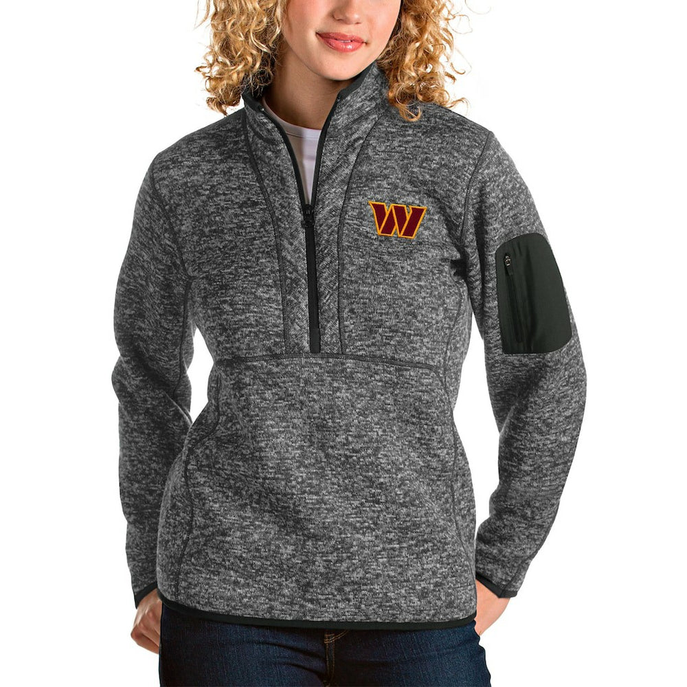 Washington Commanders Antigua Women's Fortune Quarter-Zip Pullover Jacket - Heathered Charcoal Pullover