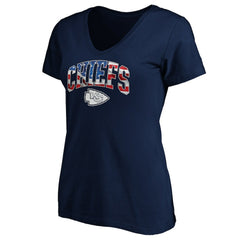 Kansas City Chiefs Women's Banner Wave V-Neck T-Shirt - Navy T-shirts