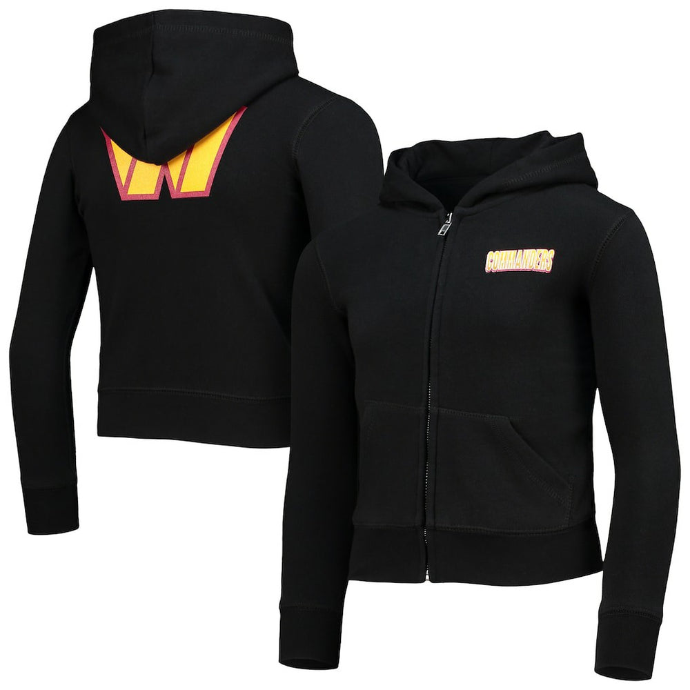 Washington Commanders New Era Girls Youth Full-Zip Hoodie - Black Hoodies