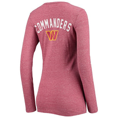 Washington Commanders New Era Women's Scoop Neck Tri-Blend Long Sleeve T-Shirt - Burgundy T-shirts