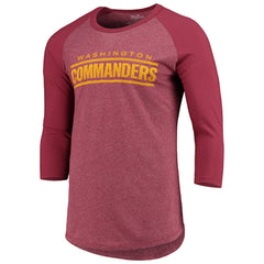 Washington Commanders Majestic Threads Wordmark 3/4-Sleeve Raglan Tri-Blend T-Shirt - Burgundy T-shirts