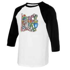 Los Angeles Dodgers Tiny Turnip Women's Peace Love Baseball 3/4-Sleeve Raglan T-Shirt - White/Black T-shirts