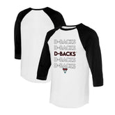 Arizona Diamondbacks Tiny Turnip Women's Stacked 3/4-Sleeve Raglan T-Shirt - White/Black T-shirts