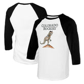 Colorado Rockies Tiny Turnip Youth TT Rex Raglan 3/4 Sleeve T-Shirt - White/Black T-shirts