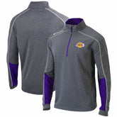 Los Angeles Lakers Omni-Wick Shotgun 2.0 Quarter-Zip Pullover Top Heathered Gray/Purple - Columbia