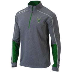 Milwaukee Bucks Omni-Wick Shotgun 2.0 Quarter-Zip Pullover Top Heathered Gray/Green - Columbia