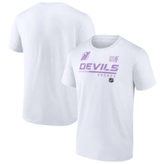 New Jersey Devils NHL Hockey Fights Cancer T-Shirt - White | US 4751726