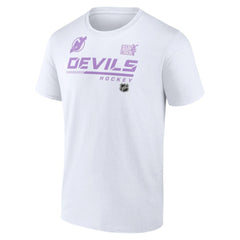 New Jersey Devils NHL Hockey Fights Cancer T-Shirt - White | US 4751726