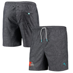 Cleveland Browns Naples Layered Leaves Swim Trunks - Black
