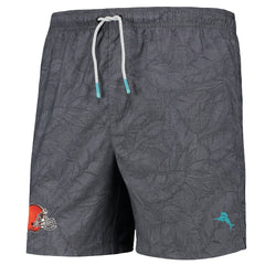 Cleveland Browns Naples Layered Leaves Swim Trunks - Black