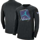Charlotte Hornets Jordan Brand Courtside Max 90 Vintage Wash Statement Edition Long Sleeve T-Shirt Black