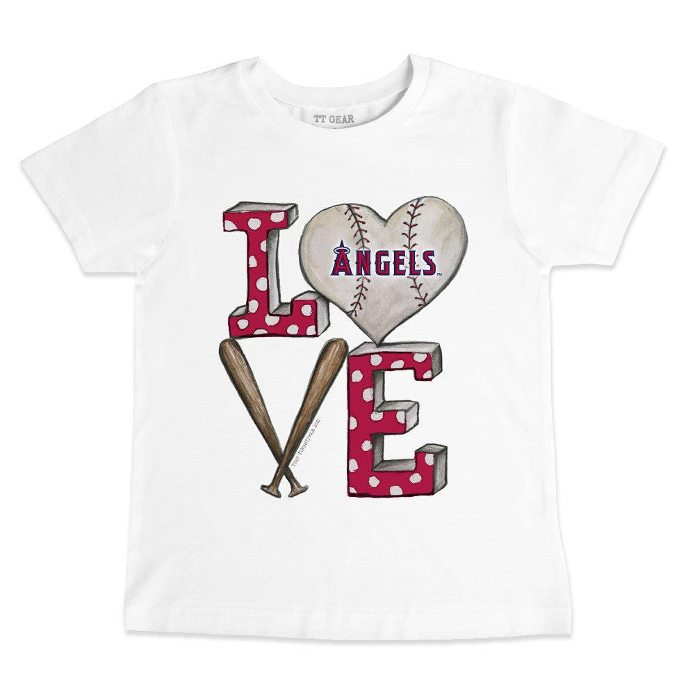 Los Angeles Angels Tiny Turnip Youth Baseball Love T-Shirt - White T-shirts