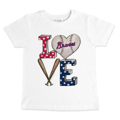 Atlanta Braves Tiny Turnip Youth Baseball Love T-Shirt - White T-shirts