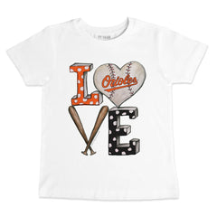 Baltimore Orioles Tiny Turnip Youth Baseball Love T-Shirt - White T-shirts