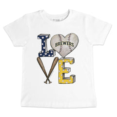 Milwaukee Brewers Tiny Turnip Youth Baseball Love T-Shirt - White T-shirts