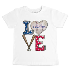 Texas Rangers Tiny Turnip Youth Baseball Love T-Shirt - White T-shirts