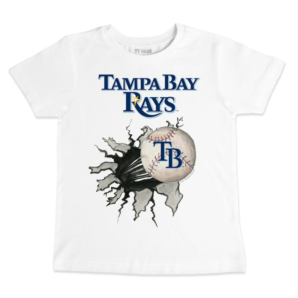 Tampa Bay Rays Tiny Turnip Youth Baseball Tear T-Shirt - White T-shirts
