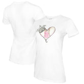 San Diego Padres Tiny Turnip Women's Baseball Tiara Heart T-Shirt - White T-shirts