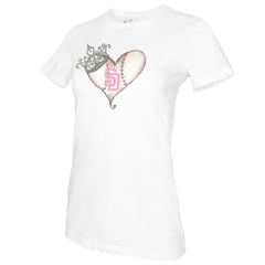 San Diego Padres Tiny Turnip Women's Baseball Tiara Heart T-Shirt - White T-shirts