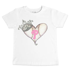 Philadelphia Phillies Tiny Turnip Youth Baseball Tiara Heart T-Shirt - White T-shirts