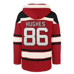 Jack Hughes New Jersey Devils '47 Player Lacer Pullover Hoodie - Red | US 4759548