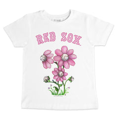Boston Red Sox Tiny Turnip Youth Blooming Baseballs T-Shirt - White T-shirts