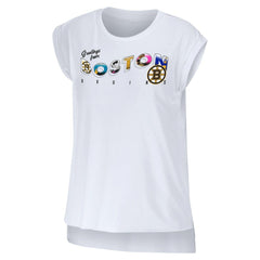 Boston Bruins WEAR by Erin Andrews Women's Greetings From Muscle T-Shirt - White | US 4762621