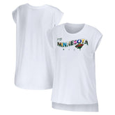 Minnesota Wild WEAR by Erin Andrews Women's Greetings From Muscle T-Shirt - White | US 4762628
