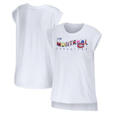 Montreal Canadiens WEAR by Erin Andrews Women's Greetings From Muscle T-Shirt - White | US 4762629
