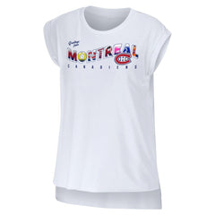Montreal Canadiens WEAR by Erin Andrews Women's Greetings From Muscle T-Shirt - White | US 4762629