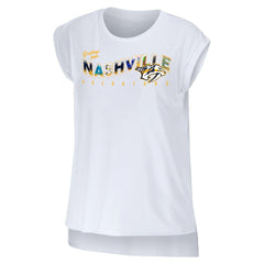 Nashville Predators WEAR by Erin Andrews Women's Greetings From Muscle T-Shirt - White | US 4762631