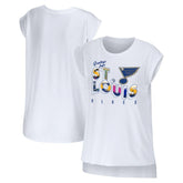 St. Louis Blues WEAR by Erin Andrews Women's Greetings From Muscle T-Shirt - White | US 4762636