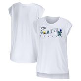 Seattle Kraken WEAR by Erin Andrews Women's Greetings From Muscle T-Shirt - White | US 4762638