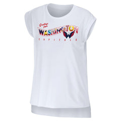 Washington Capitals WEAR by Erin Andrews Women's Greetings From Muscle T-Shirt - White | US 4762642