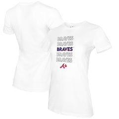 Atlanta Braves Tiny Turnip Women's Stacked T-Shirt - White T-shirts
