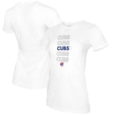 Chicago Cubs Tiny Turnip Women's Stacked T-Shirt - White T-shirts