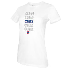 Chicago Cubs Tiny Turnip Women's Stacked T-Shirt - White T-shirts