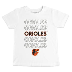 Baltimore Orioles Tiny Turnip Youth Stacked T-Shirt - White T-shirts