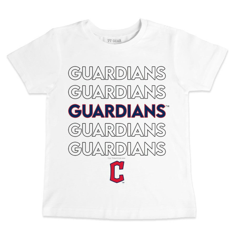 Cleveland Guardians Tiny Turnip Youth Stacked T-Shirt - White T-shirts