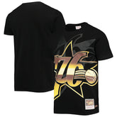 Philadelphia 76ers Big & Tall Hardwood Classics Big Face 4.0 T-Shirt Black - Mitchell & Ness