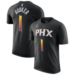 Devin Booker Phoenix Suns Jordan Brand 2022/23 Statement Edition Name & Number T-Shirt Black